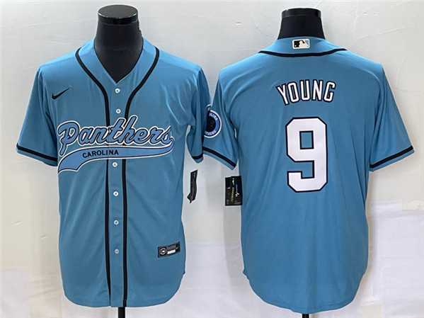 Men%27s Carolina Panthers #9 Bryce Young Blue With Patch Cool Base Stitched Baseball Jersey->atlanta falcons->NFL Jersey